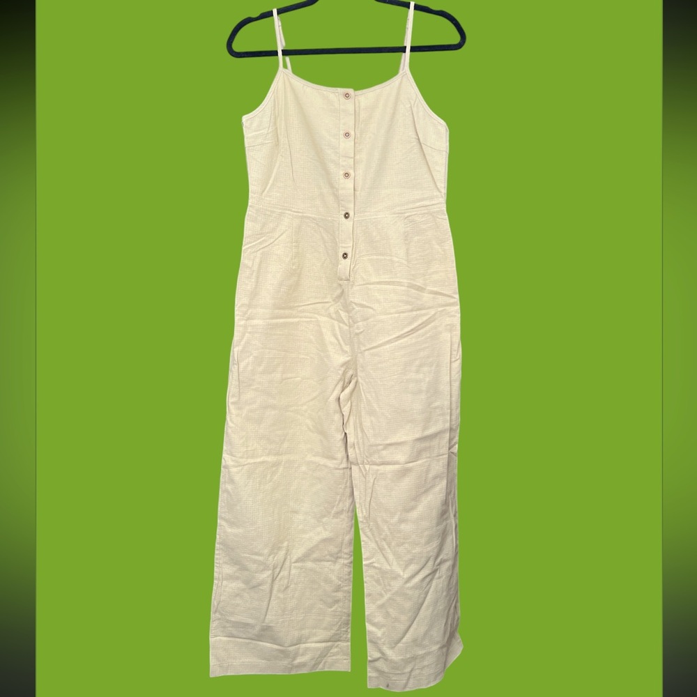 NWT Hem and Thread Cotton Button-up Jumpsuit in Wasabi Green